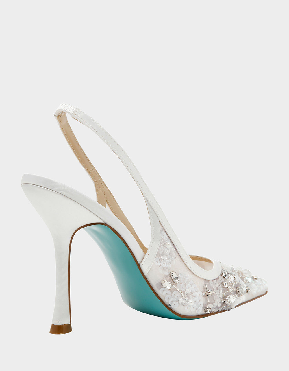 EDDIE IVORY Women's Floral Embellished Slingback Mesh High Heel | Betsey Johnson Deals
