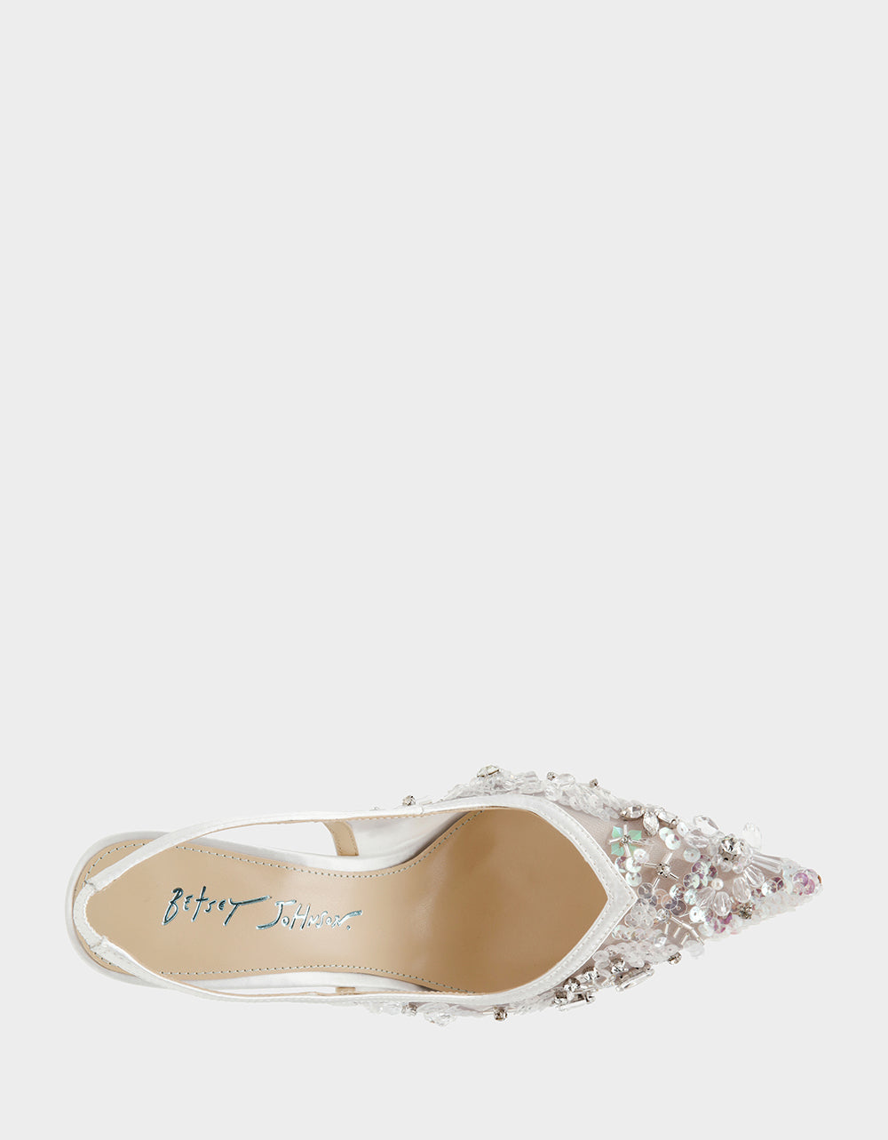 EDDIE IVORY Women's Floral Embellished Slingback Mesh High Heel | Betsey Johnson Deals