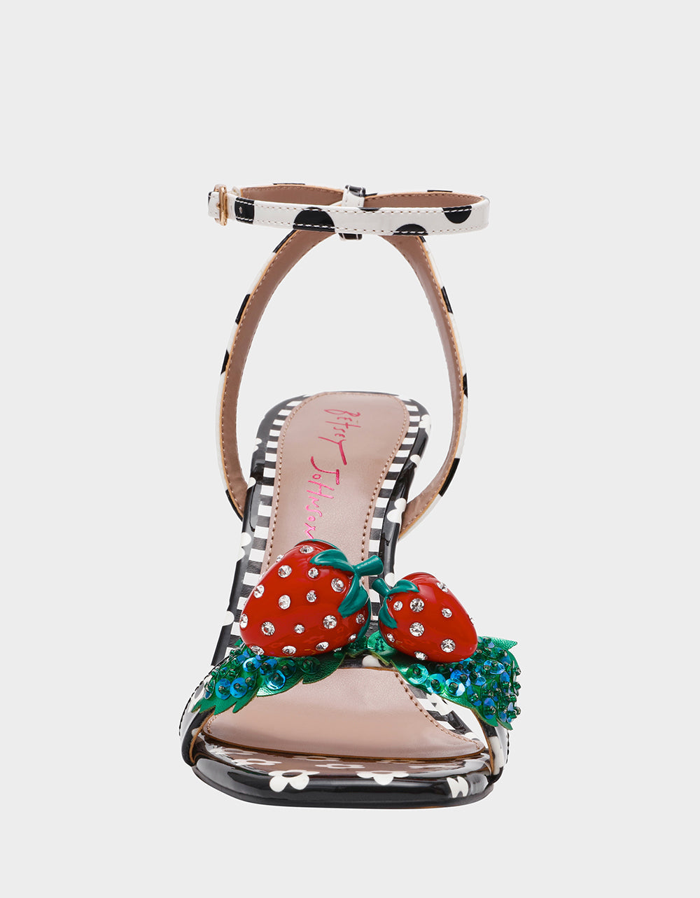 ADDISON Black/White Multi Women's Strappy Square-Toe Heel | Betsey Johnson Customer Favorite