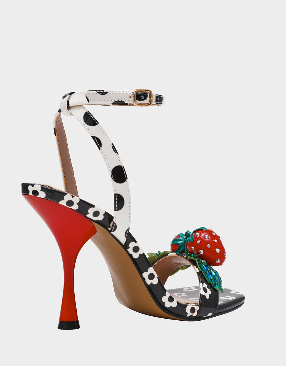 ADDISON Black/White Multi Women's Strappy Square-Toe Heel | Betsey Johnson Customer Favorite