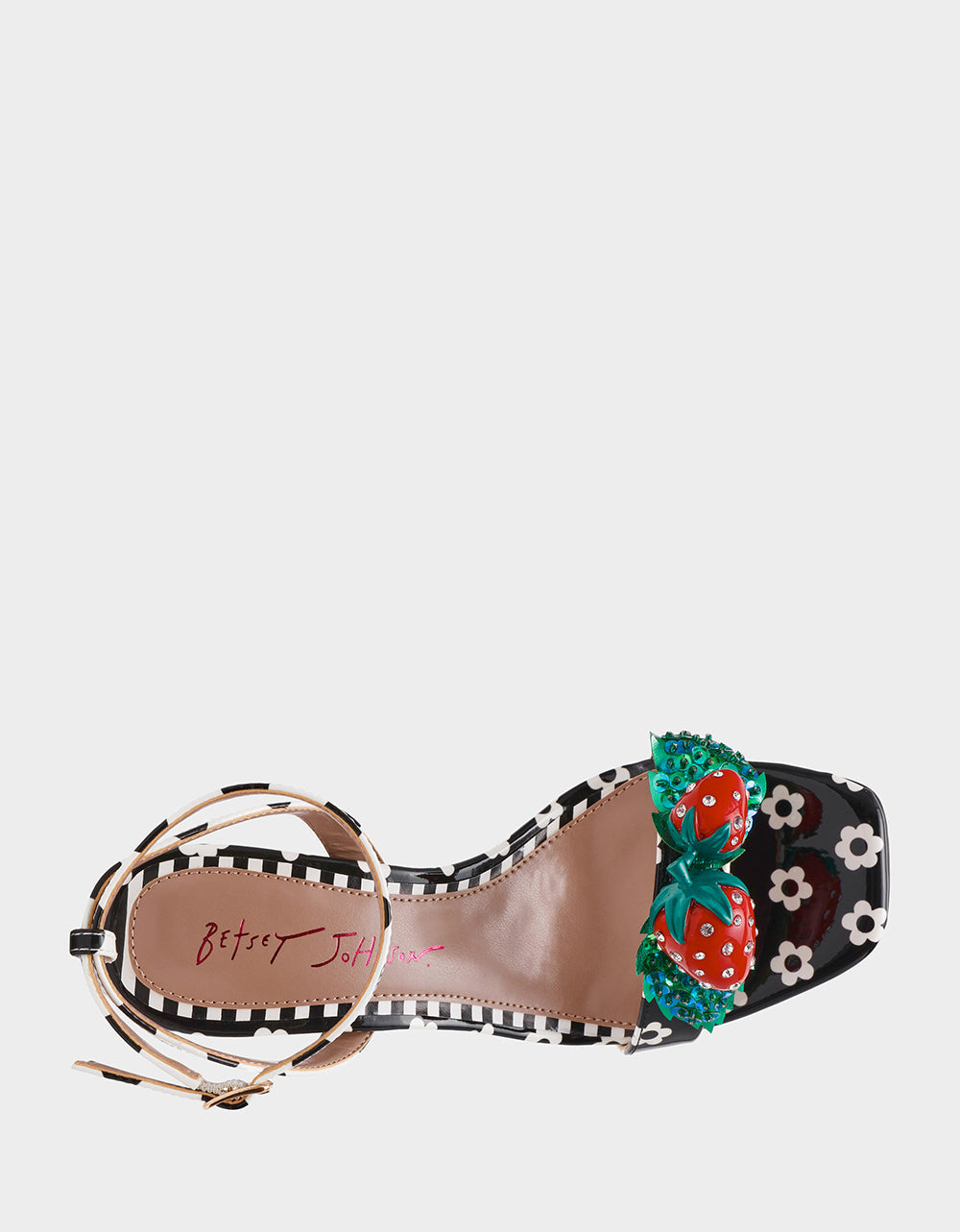 ADDISON Black/White Multi Women's Strappy Square-Toe Heel | Betsey Johnson Customer Favorite