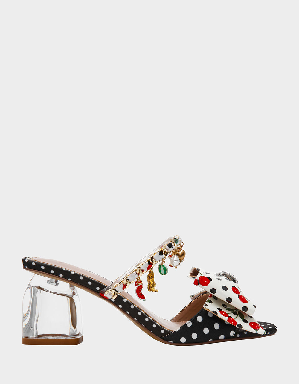 KAYLEEN Black Multi Women's Square-Toe Block Heel Mule Bow Heel | Betsey Johnson Classic
