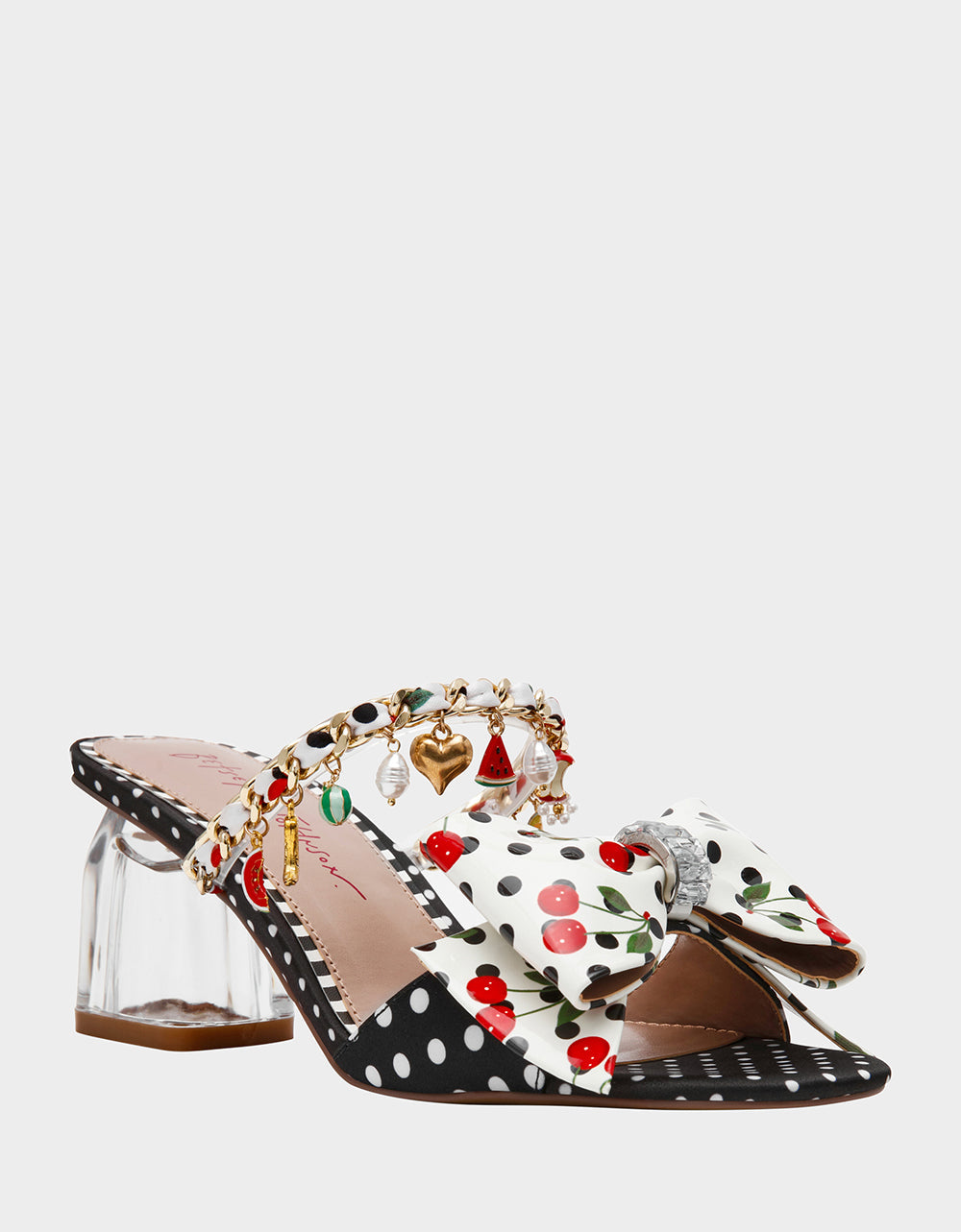 KAYLEEN Black Multi Women's Square-Toe Block Heel Mule Bow Heel | Betsey Johnson Classic