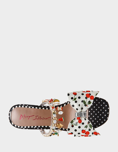 KAYLEEN Black Multi Women's Square-Toe Block Heel Mule Bow Heel | Betsey Johnson Classic