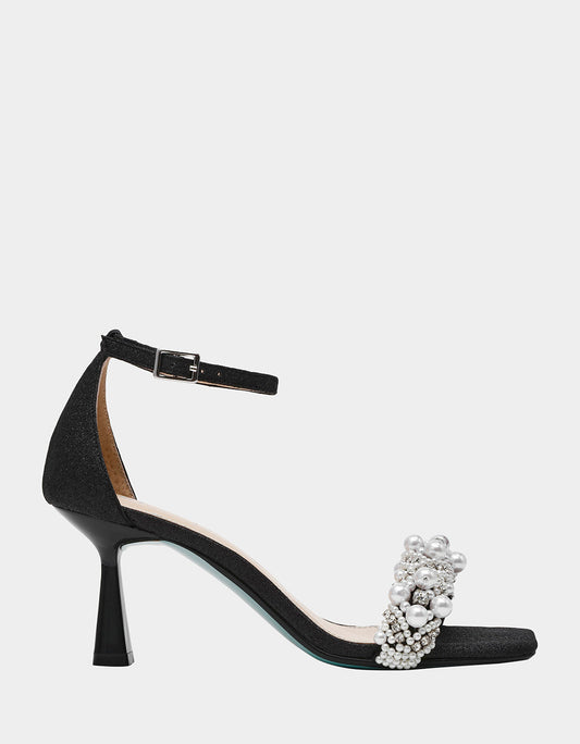 MILO BLACK Embellished Kitten Heel | Betsey Johnson Value