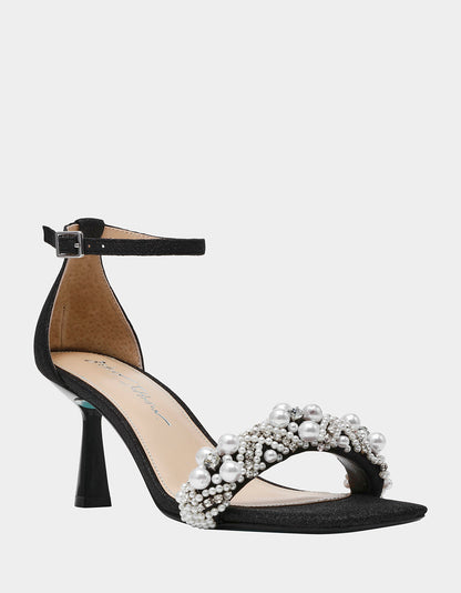 MILO BLACK Embellished Kitten Heel | Betsey Johnson Value