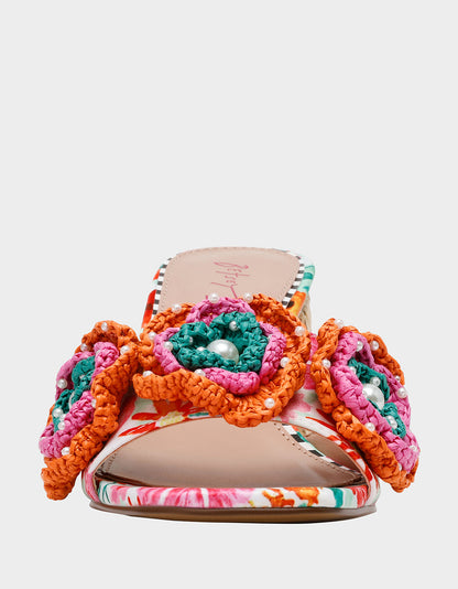 DIETRICH WHITE MULTI Square-Toe Mule Heel | Betsey Johnson Deals
