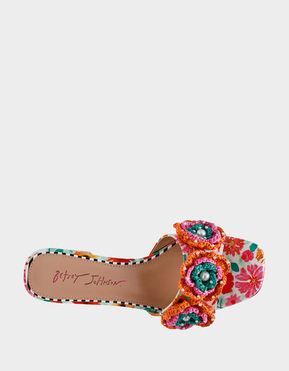 DIETRICH WHITE MULTI Square-Toe Mule Heel | Betsey Johnson Deals