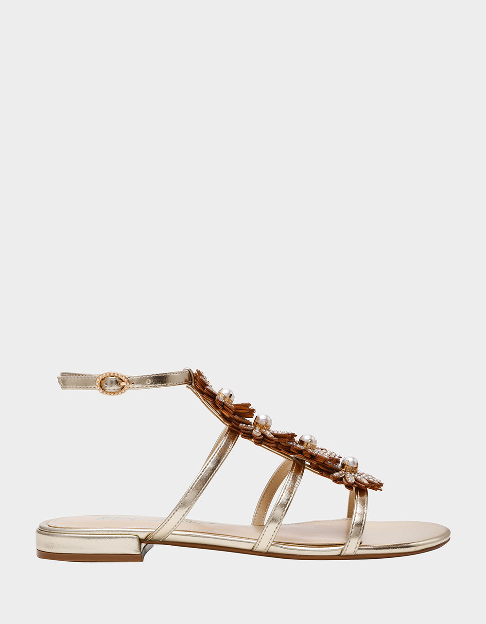 JOYCE GOLD Women's Strappy Rhinestone Embellished Sandal | Betsey Johnson Classic