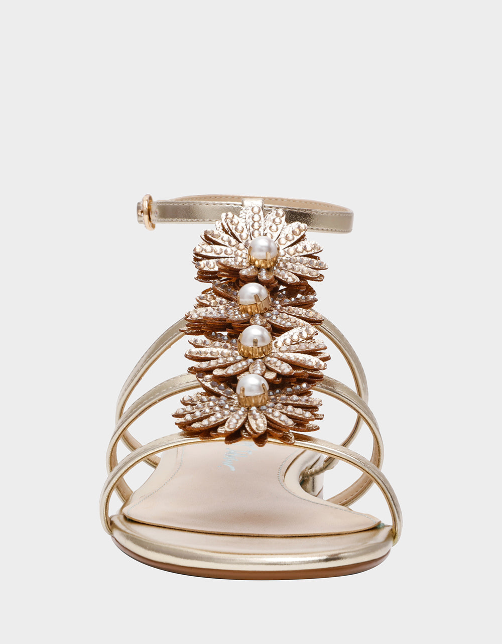 JOYCE GOLD Women's Strappy Rhinestone Embellished Sandal | Betsey Johnson Classic