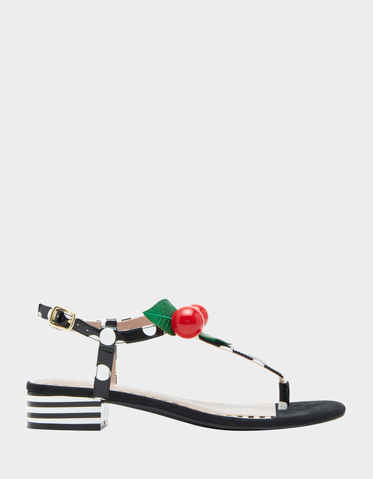 ASBURY BLACK WHITE MULTI Cherry Sandals | Betsey Johnson Trusted