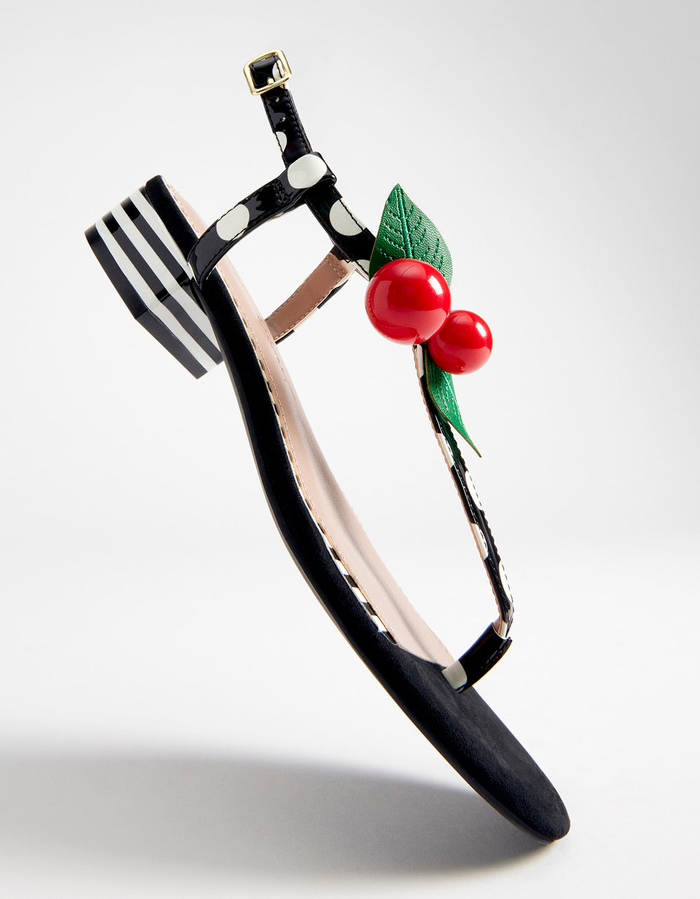 ASBURY BLACK WHITE MULTI Cherry Sandals | Betsey Johnson Trusted