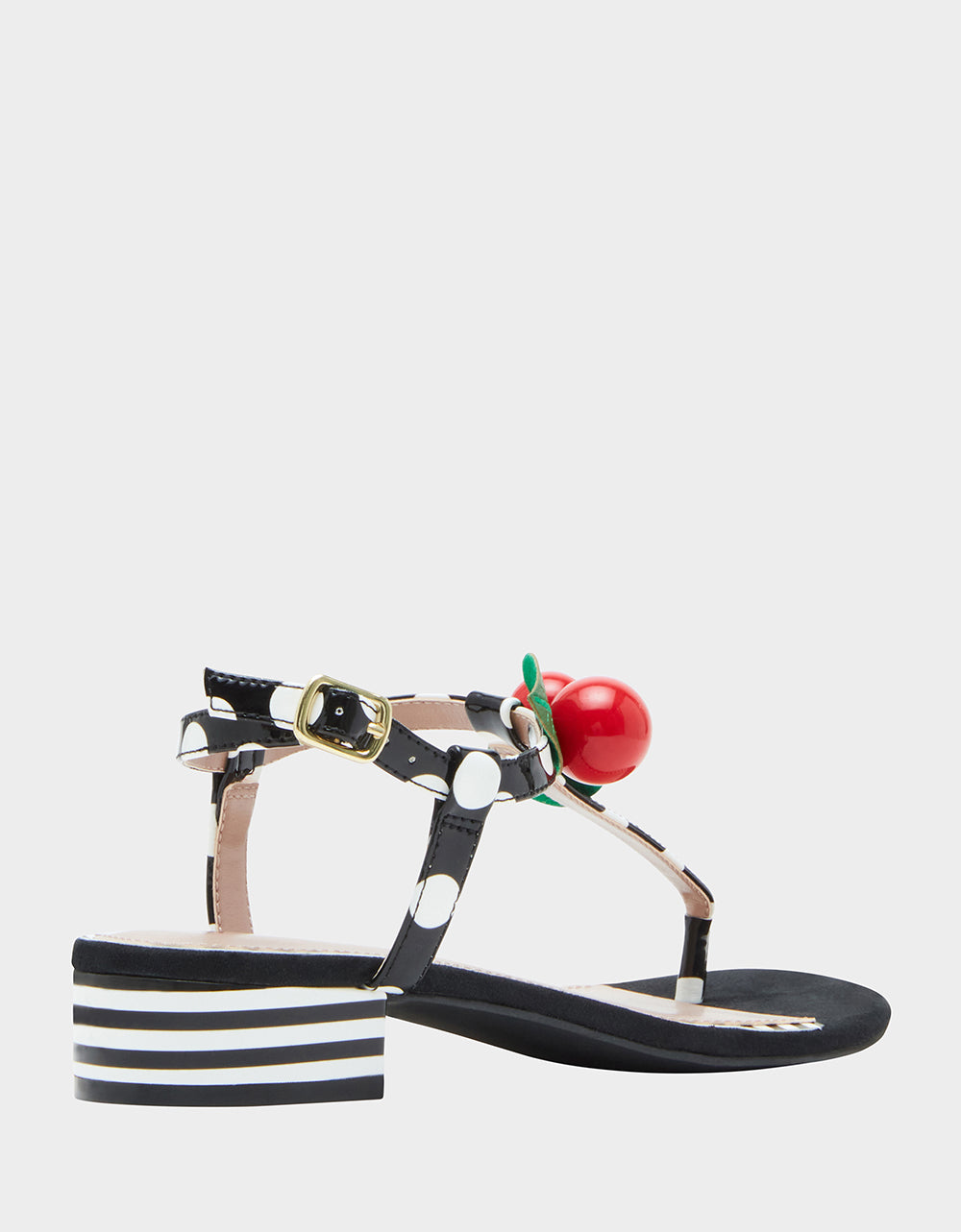 ASBURY BLACK WHITE MULTI Cherry Sandals | Betsey Johnson Trusted