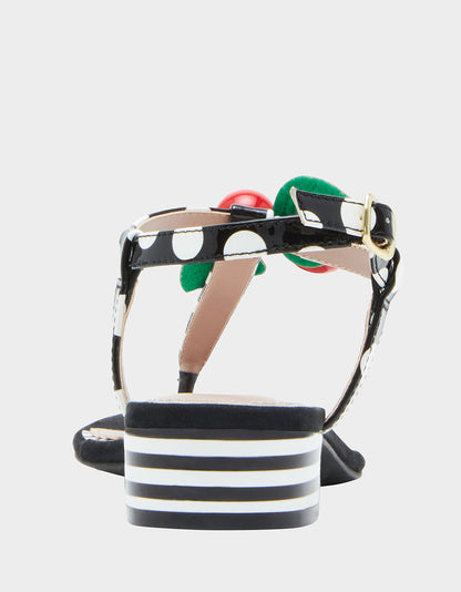 ASBURY BLACK WHITE MULTI Cherry Sandals | Betsey Johnson Trusted