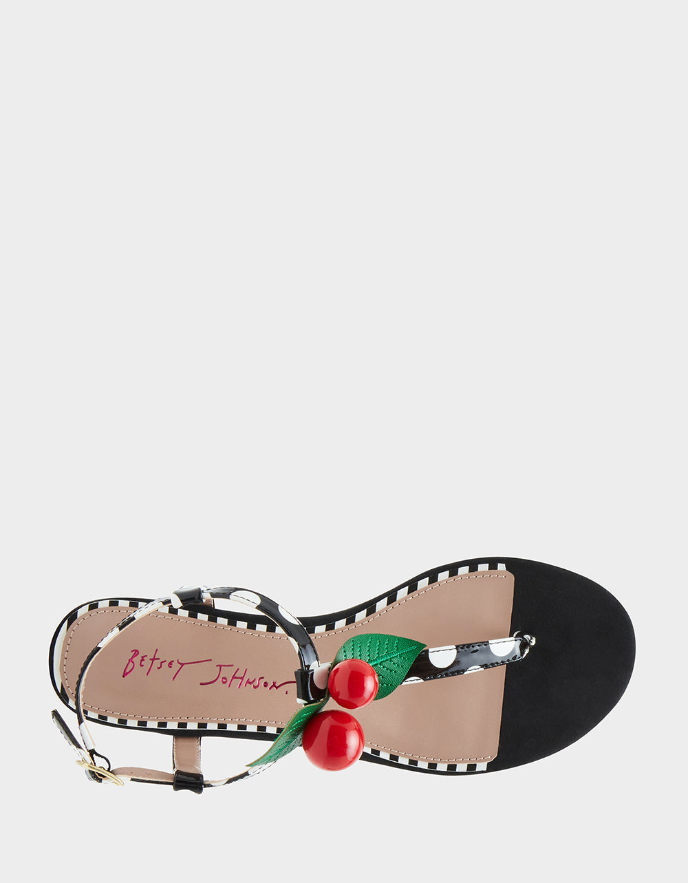 ASBURY BLACK WHITE MULTI Cherry Sandals | Betsey Johnson Trusted