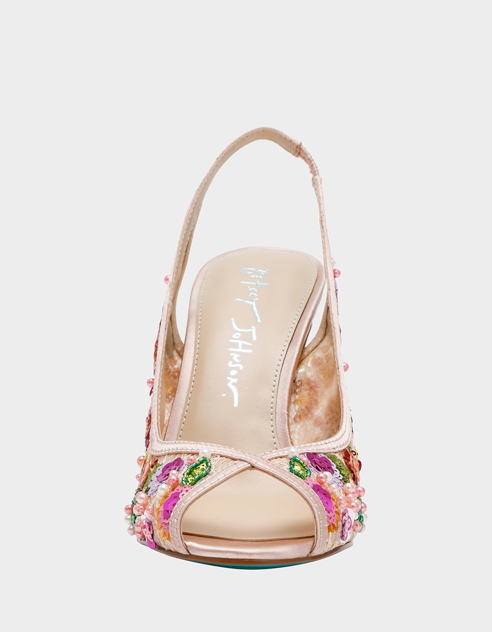 GERRI Nude Floral Embellished Peep-Toe Stiletto Women's Heel | Betsey Johnson Best Seller