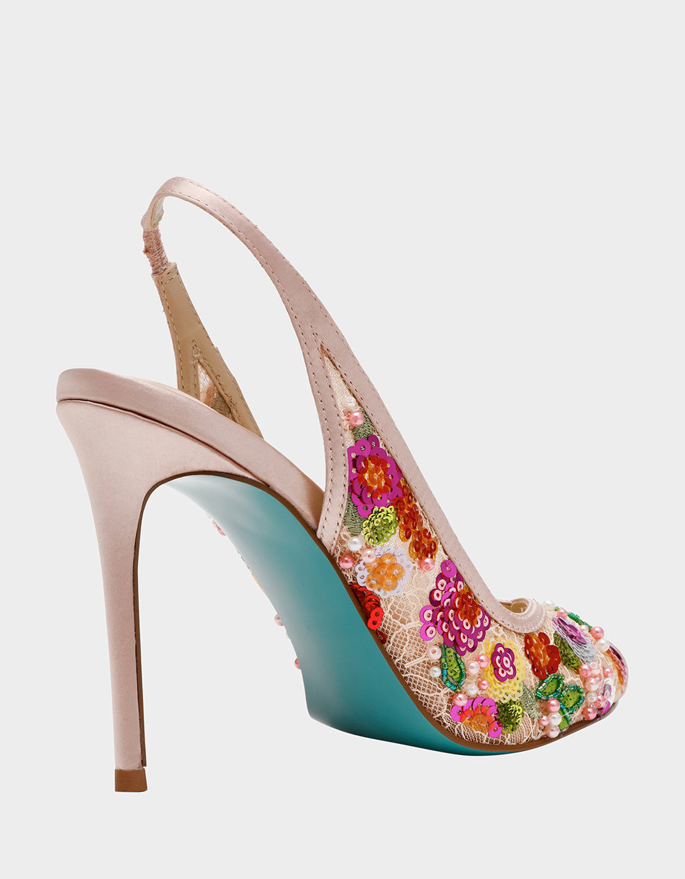 GERRI Nude Floral Embellished Peep-Toe Stiletto Women's Heel | Betsey Johnson Best Seller