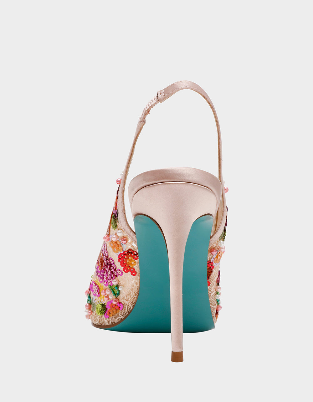 GERRI Nude Floral Embellished Peep-Toe Stiletto Women's Heel | Betsey Johnson Best Seller