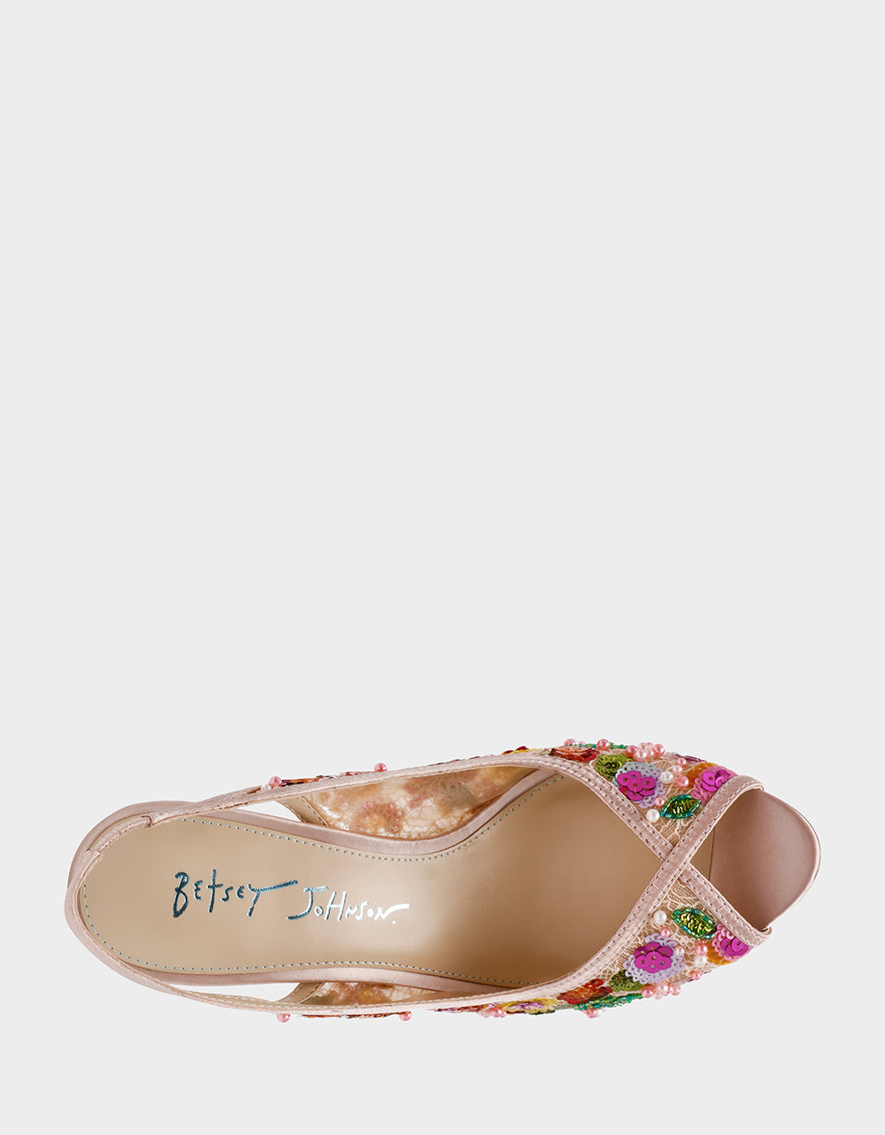 GERRI Nude Floral Embellished Peep-Toe Stiletto Women's Heel | Betsey Johnson Best Seller