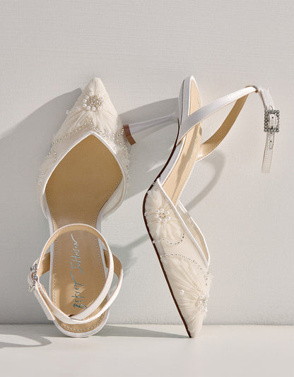 DELIA IVORY Pointed-Toe Bling Mesh Women's Heel | Betsey Johnson Best Price