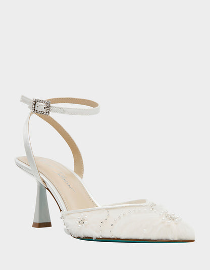 DELIA IVORY Pointed-Toe Bling Mesh Women's Heel | Betsey Johnson Best Price