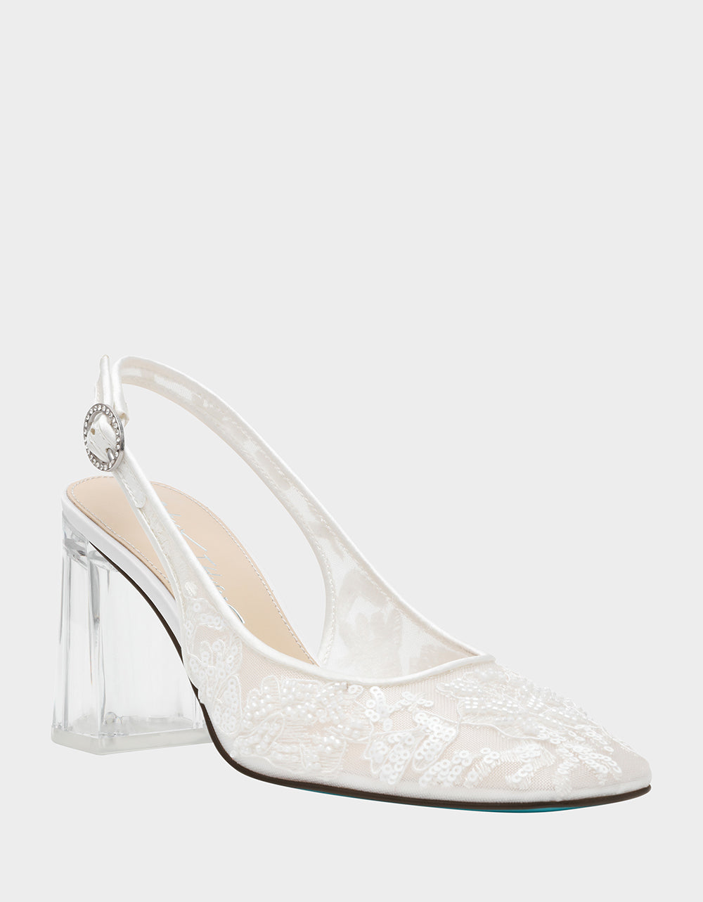 NINAH IVORY Square-Toe Slingback Mesh Block Heels | Betsey Johnson Recommended