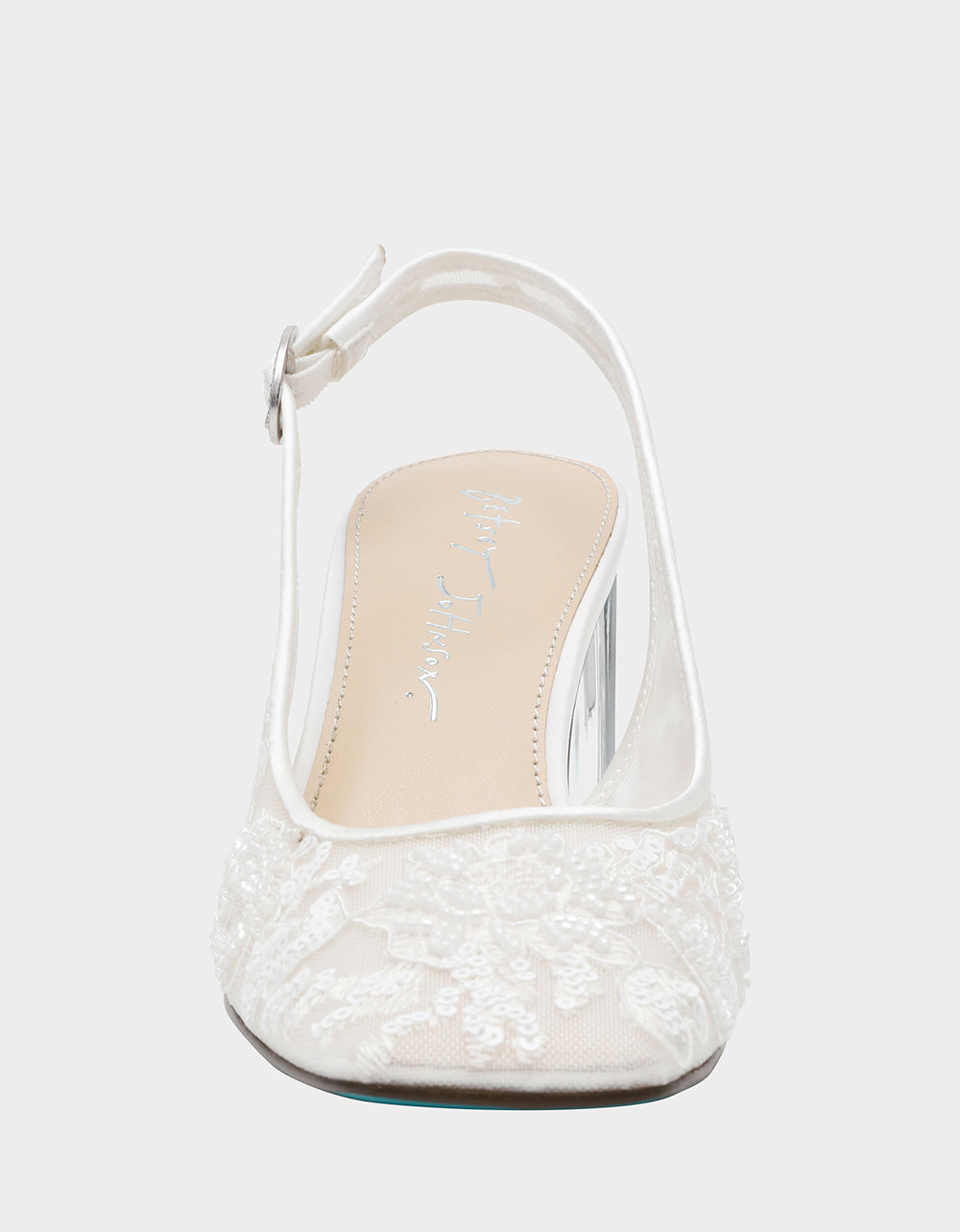 NINAH IVORY Square-Toe Slingback Mesh Block Heels | Betsey Johnson Recommended