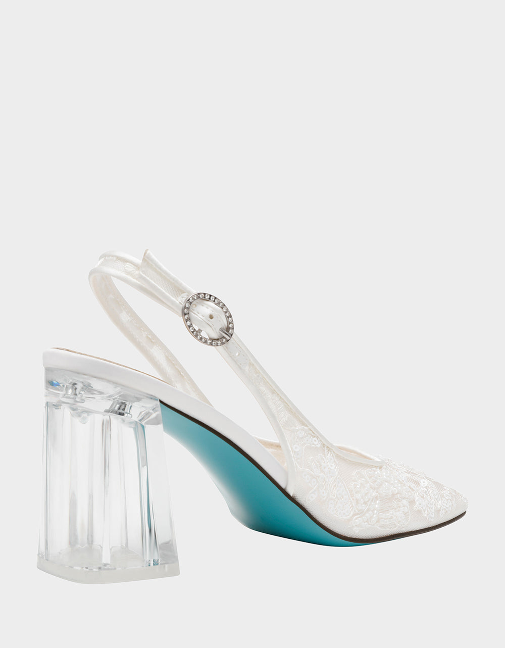 NINAH IVORY Square-Toe Slingback Mesh Block Heels | Betsey Johnson Recommended